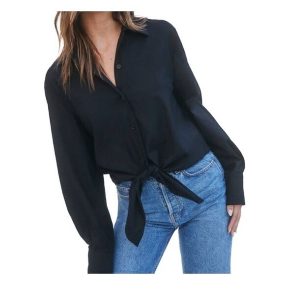 Reformation Tops - Reformation Hansen black tie front  Top sz Small